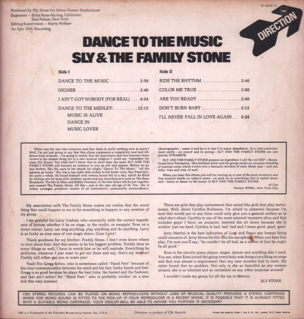 Sly & The Family Stone - Dance To The Music - Lp