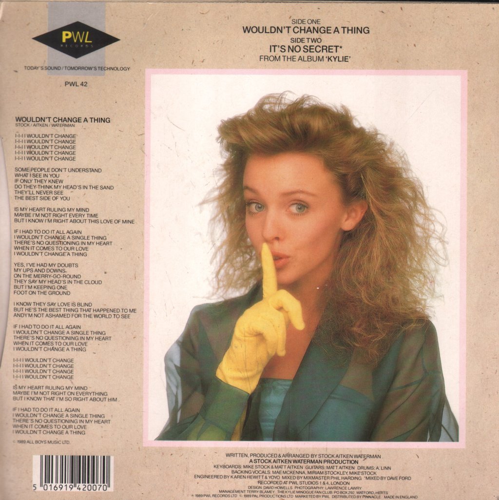 Kylie Minogue - Wouldn't Change A Thing - 7 Inch