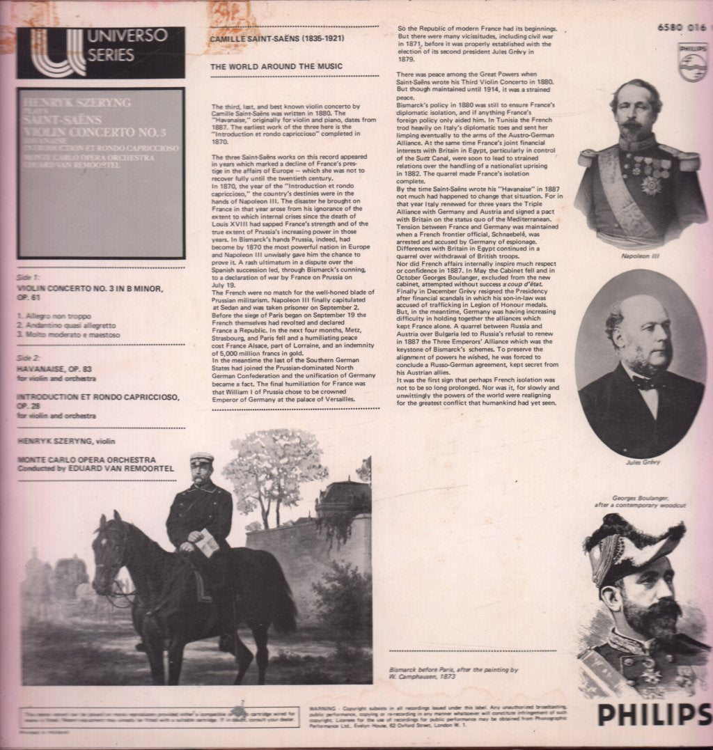 monte carlo opera orchestra - Szeryng Violin Concerto No. 3 - Lp