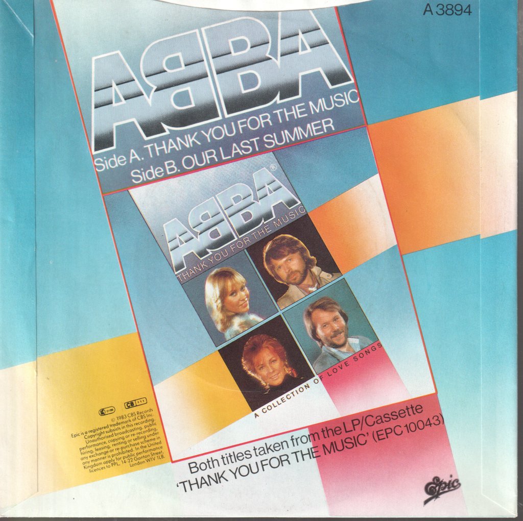 ABBA - Thank You For The Music - 7 Inch