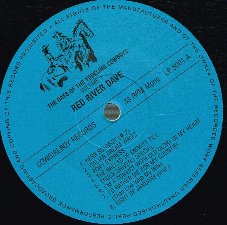 Red River Dave - Days Of The Yodeling Cowboys Volume 1 - Lp