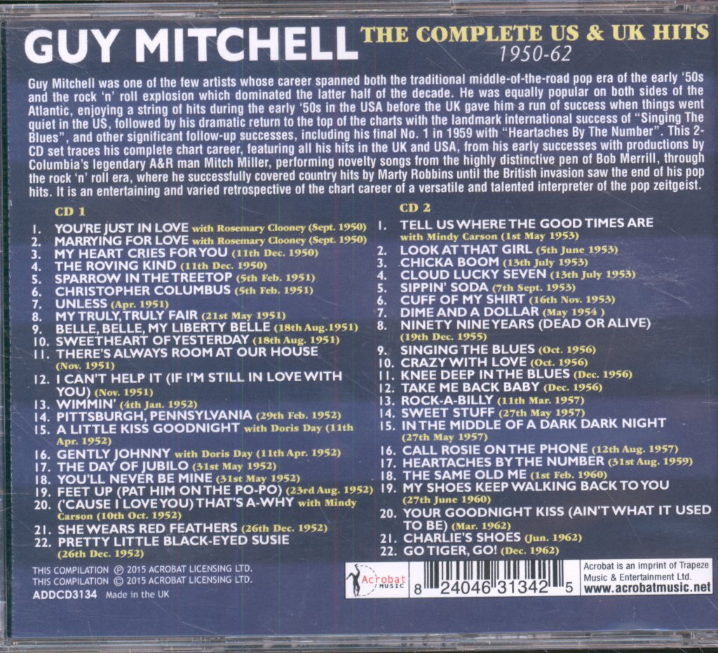 Guy Mitchell - Complete US & UK Hits - Double Cd