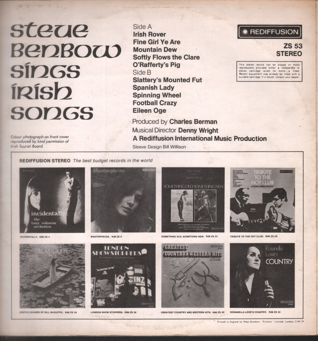 Steve Benbow - Sings Irish Songs - Lp