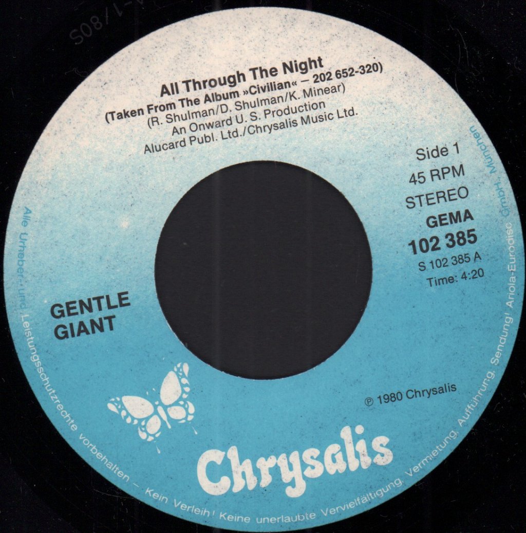 Gentle Giant - All Through The Night - 7 Inch