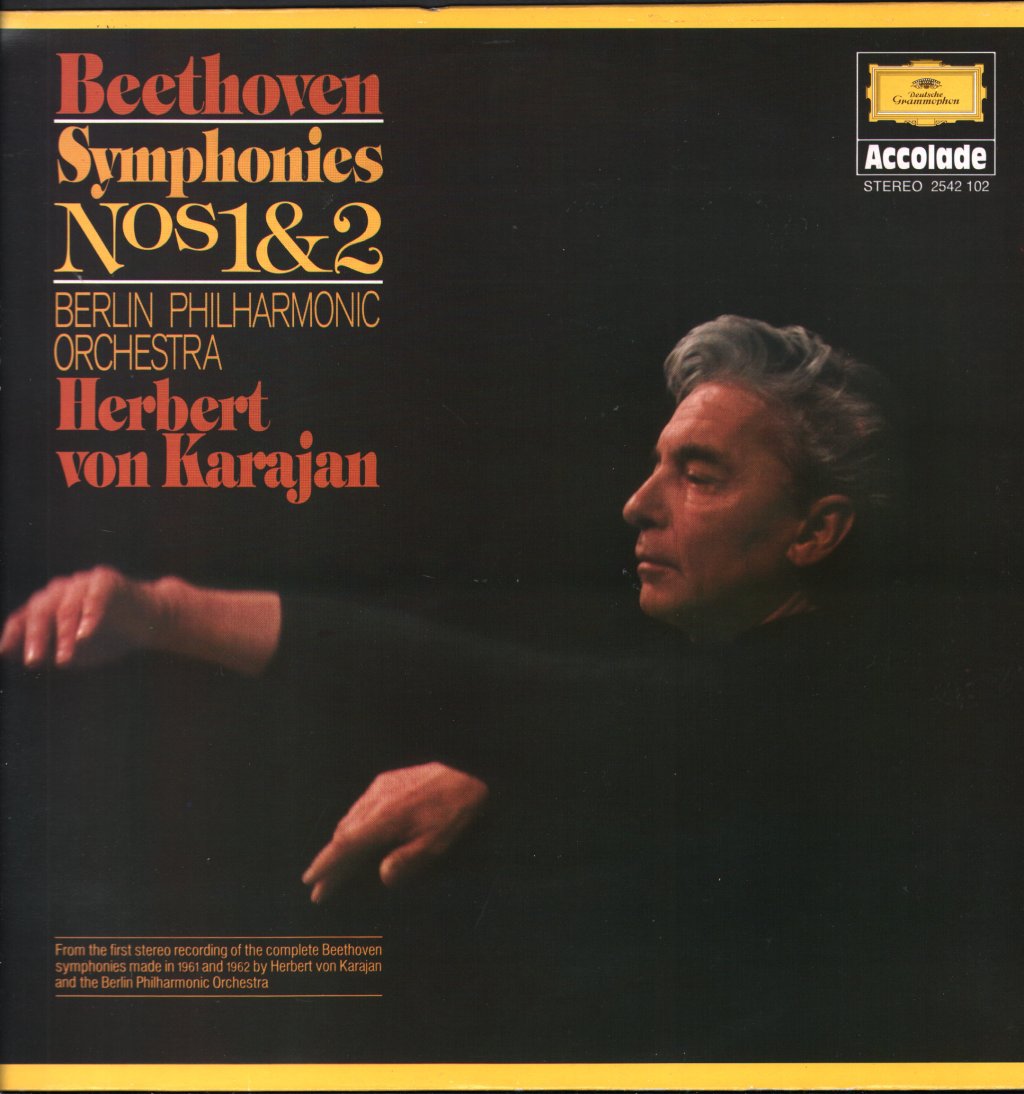 Herbert Von Karajan / Berlin Philharmonic Orchestra - Beethoven - Symphony No. 1 In C Major, Op. 21 / Symphony No. 2 In D Major, Op. 36 - Lp