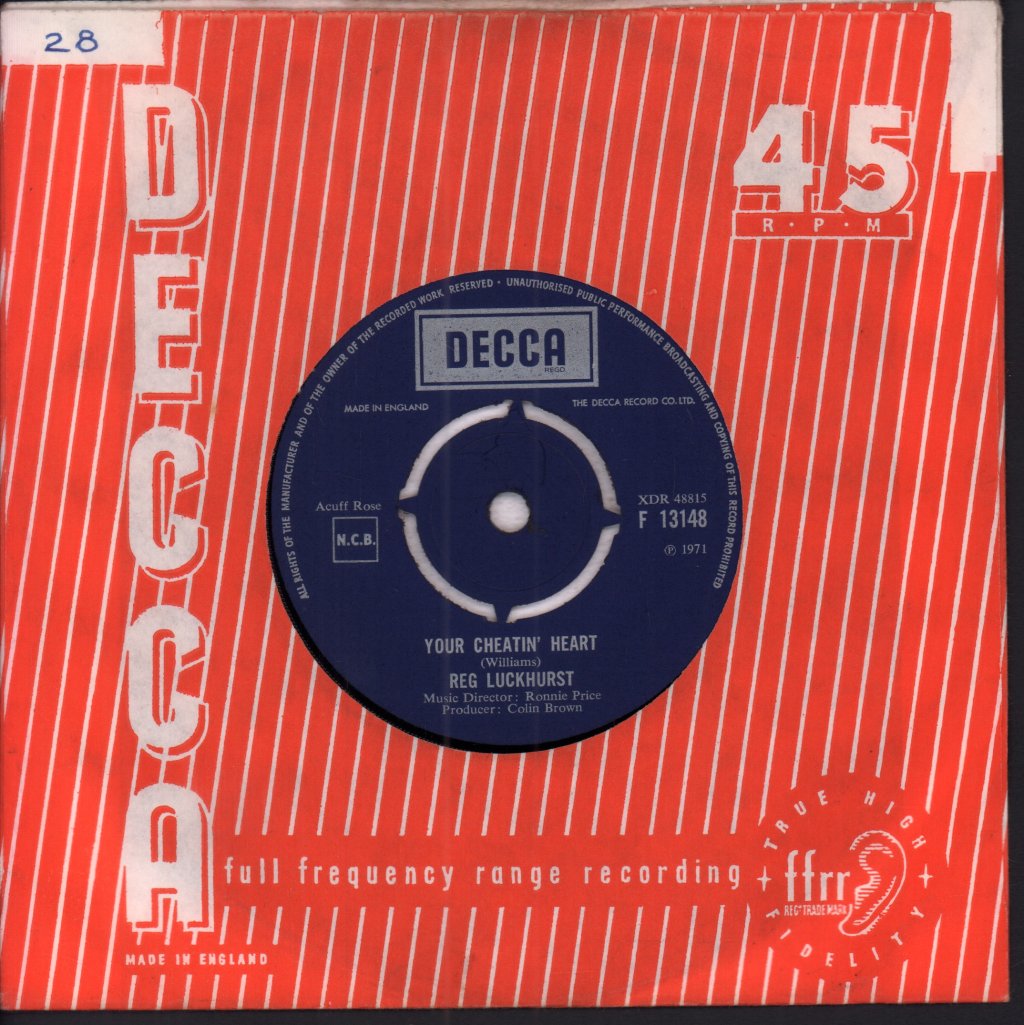 Reg Luckhurst - Your Cheatin' Heart - 7 Inch