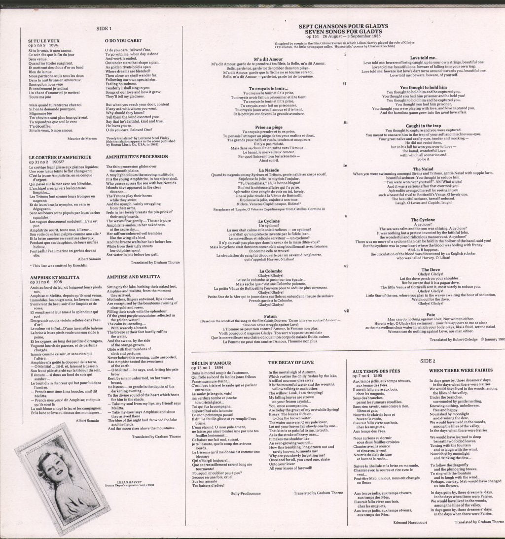 Claudette Leblanc / Boaz Sharon - Le Cortege d'Amphitrite - Songs by Charles Koechlin - Lp