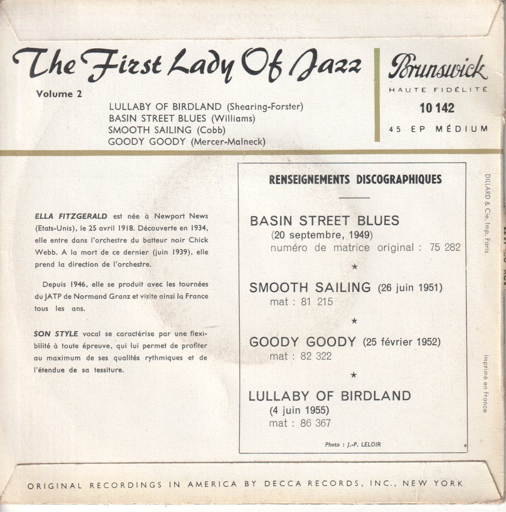 Ella Fitzgerald - First Lady Of Jazz Vol. 2 - 7 Inch