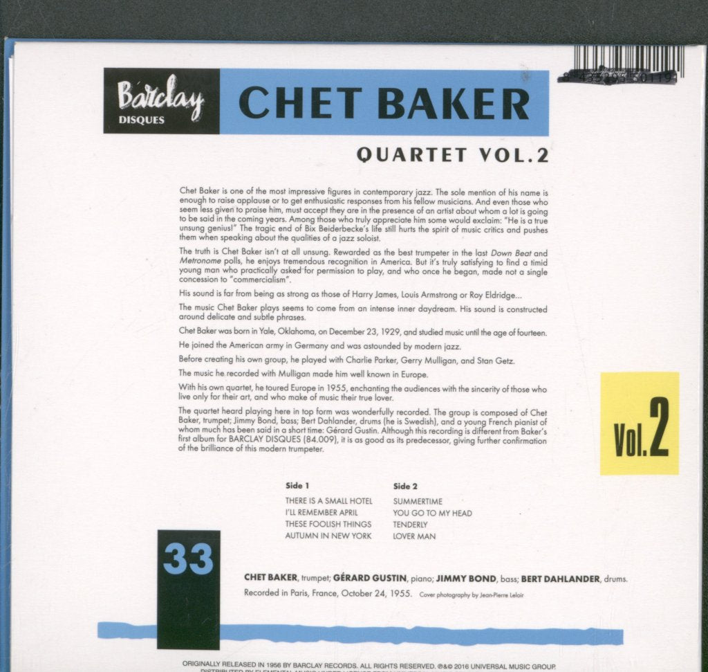 Chet Baker Quartet - Vol. 2 - Cd