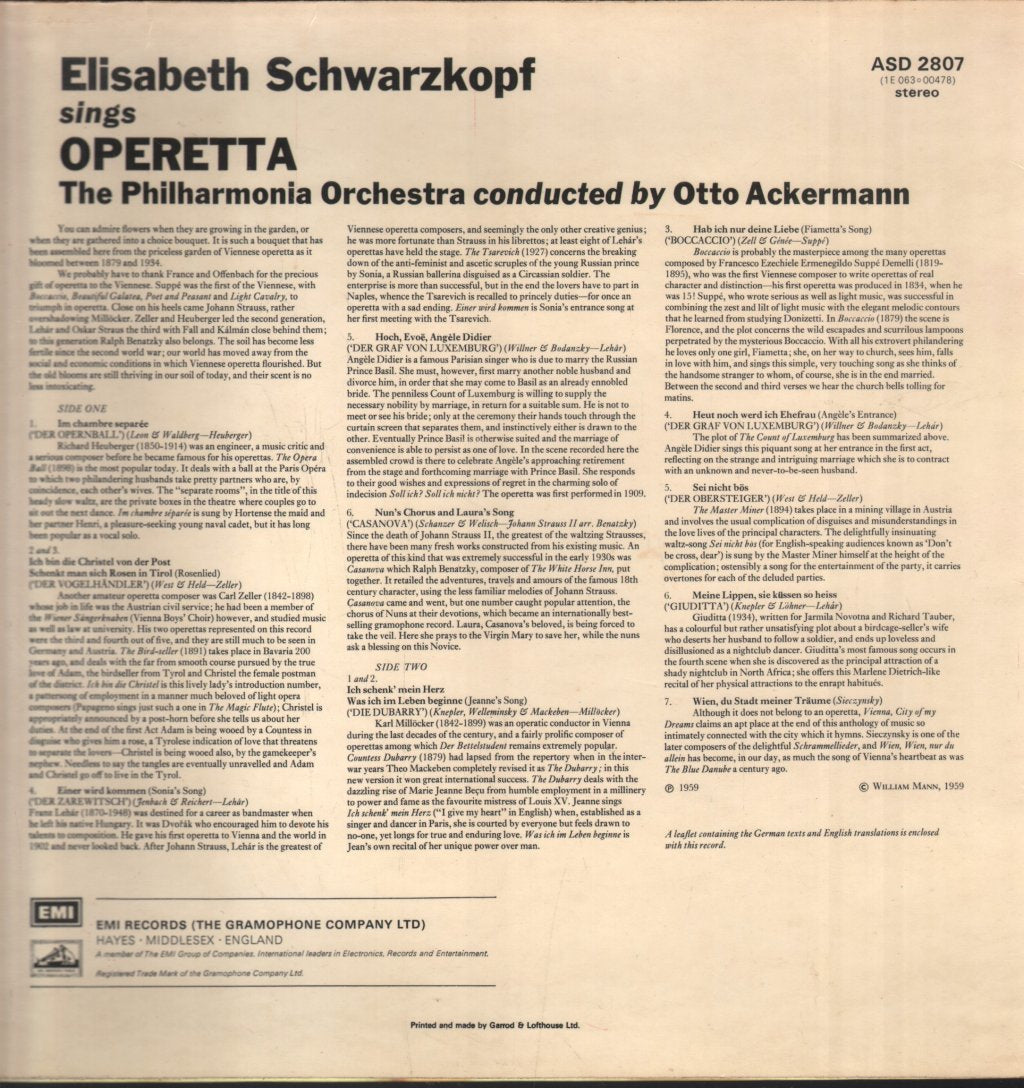 Elisabeth Schwarzkopf - Sings Operetta - Lp