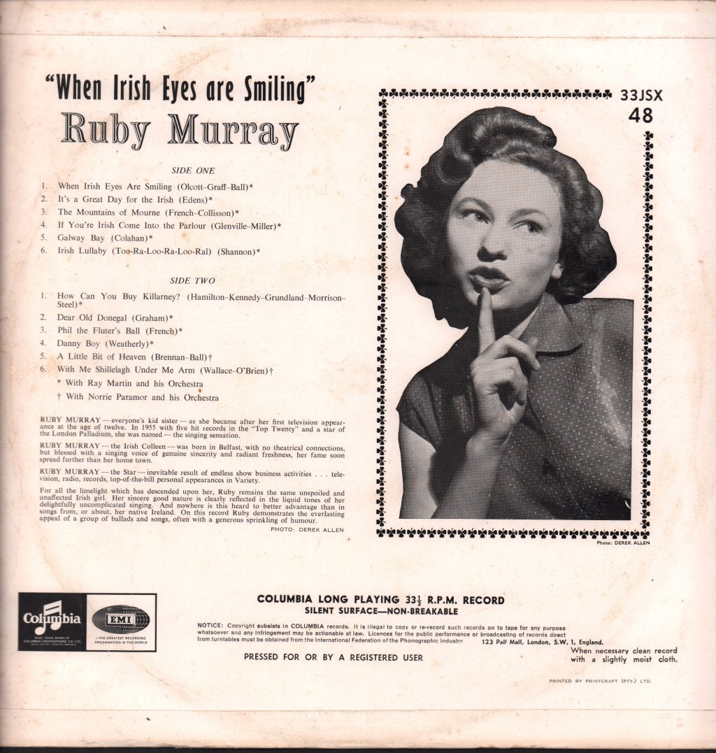 Ruby Murray - When Irish Eyes Are Smiling - Lp