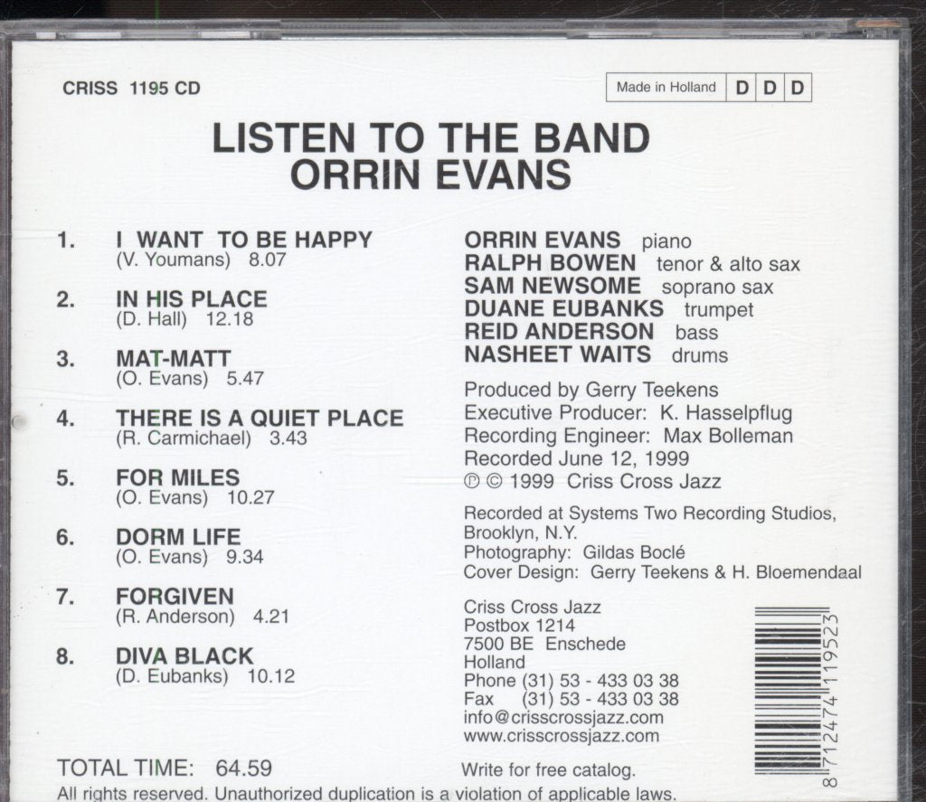 Orrin Evans - Listen To The Band - Cd