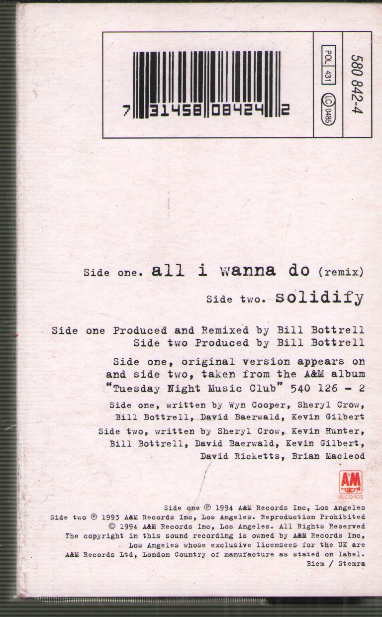 Sheryl Crow - All I Wanna Do - Cassette