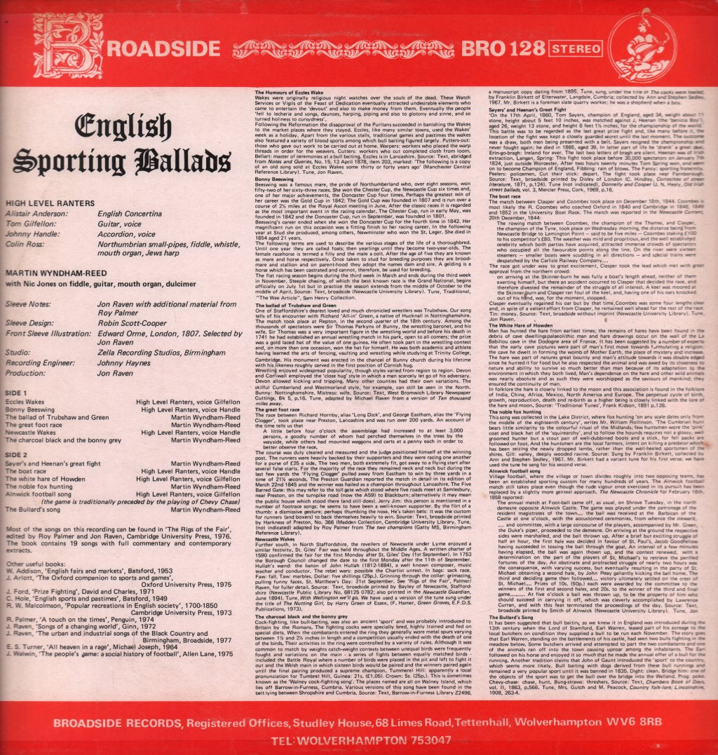 High Level Ranters - English Sporting Ballads - Lp