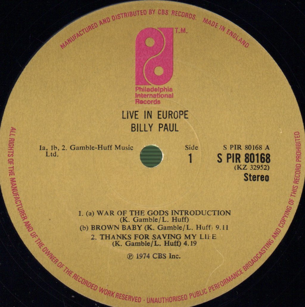 Billy Paul - Live In Europe - Lp