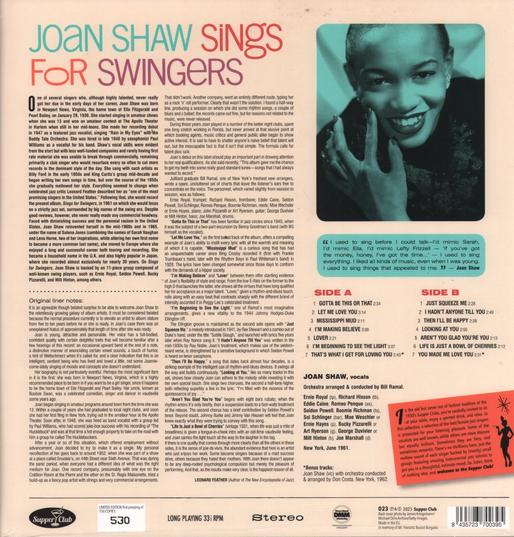 Joan Shaw - Sings For Swingers - Lp