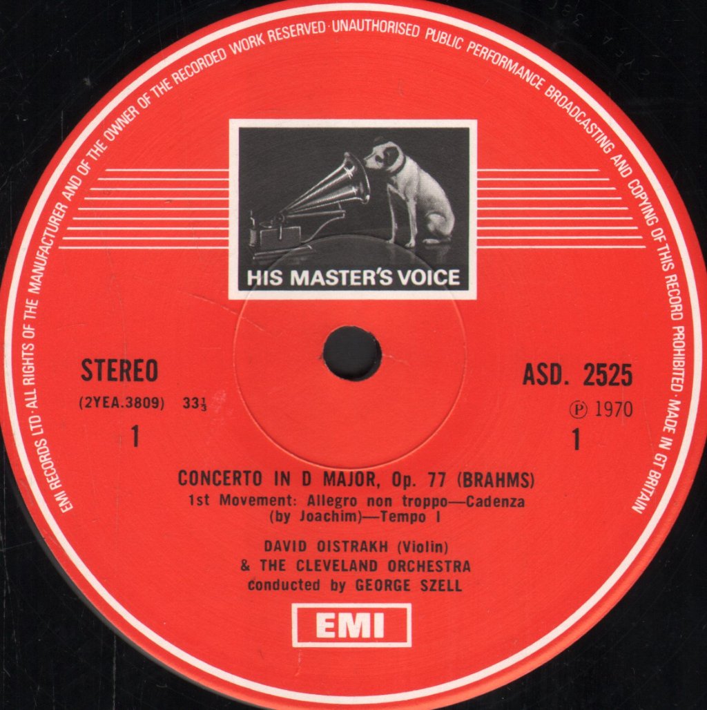 David Oistrakh / George Szell / Cleveland Orchestra - Brahms Violin Concerto - Lp
