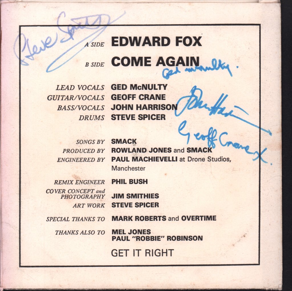 Smack (Uk Group) - Edward Fox - 7 Inch