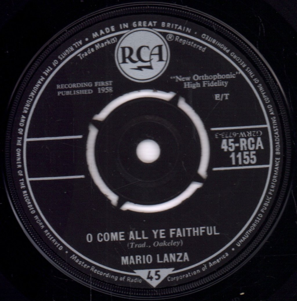 Mario Lanza - O Come All Ye Faithful / Silent Night, Holy Night - 7 Inch