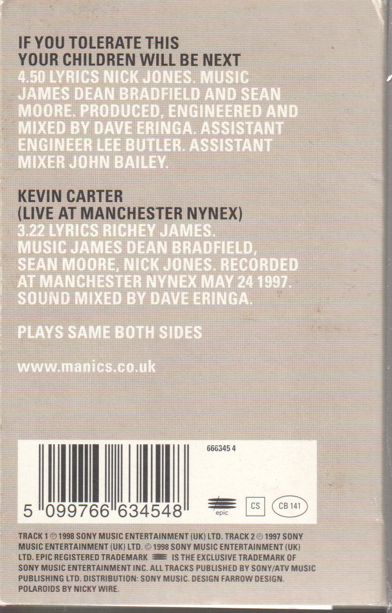 Manic Street Preachers - If You Tolerate This Your Children Will Be Next - Cassette
