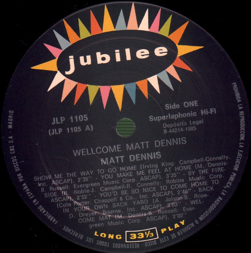 Matt Dennis - Welcome Matt - Lp
