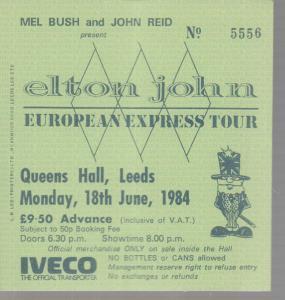 Elton John - Queens Hall Leeds 18Th June 1984 - Ticket