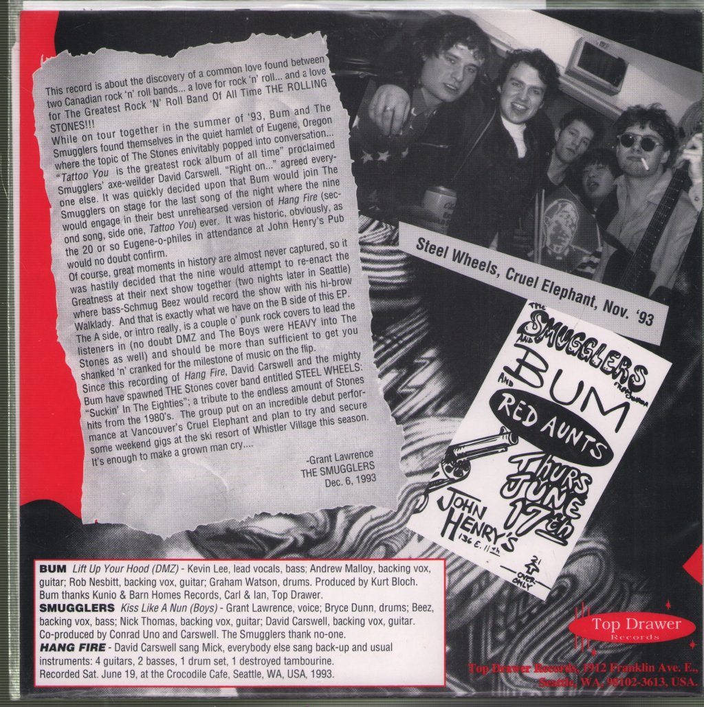 Bum + Smugglers - Tattoo Dave - 7 Inch