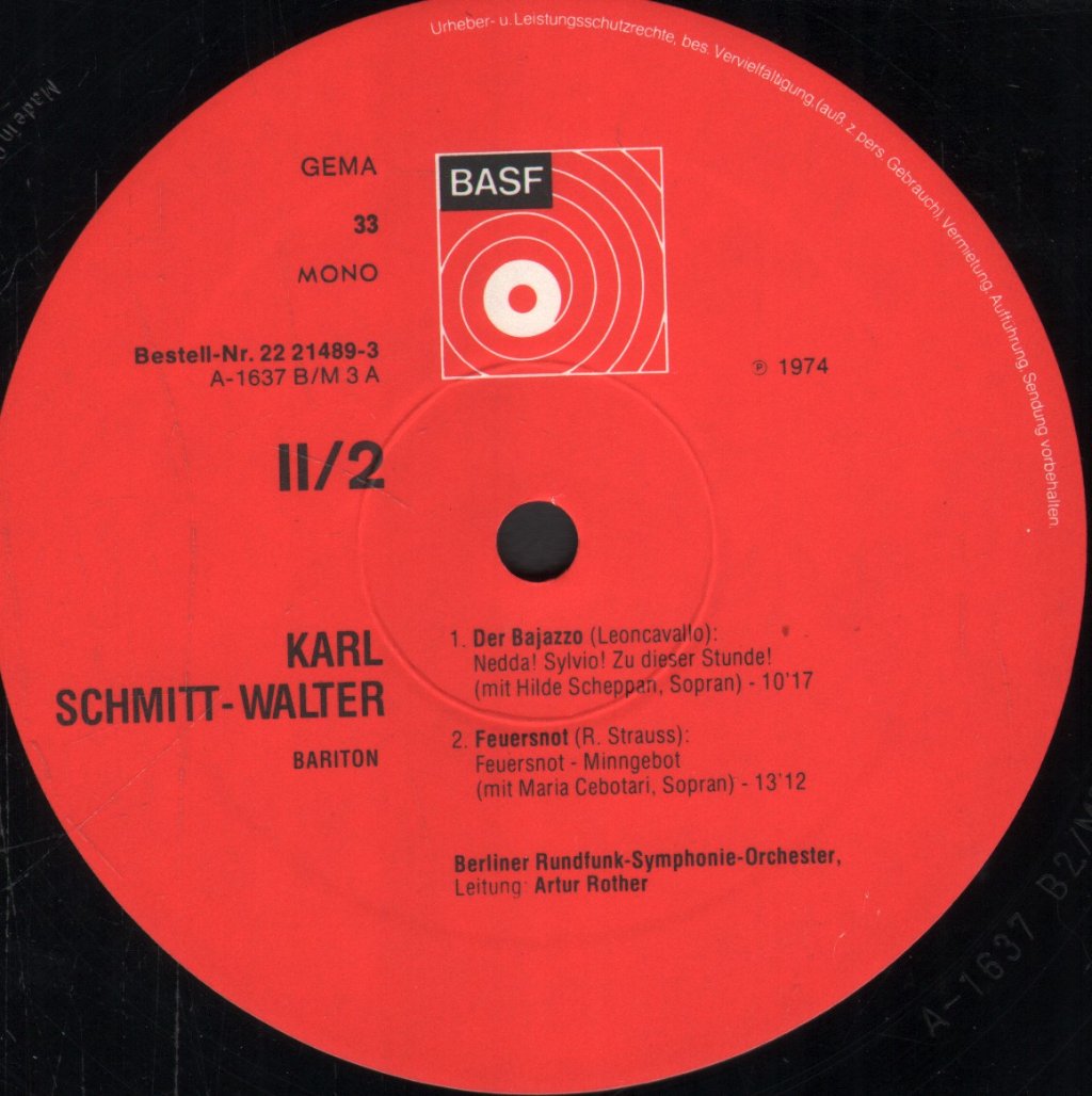 Karl Schmitt-Walter - Historische Aufnahmen Aus Den Jahren 1941-1946 - Double Lp