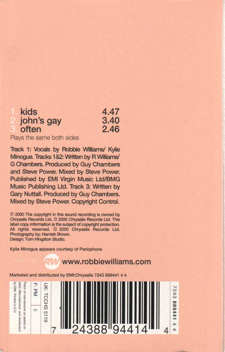 Robbie Williams And Kylie Minogue - Kids - Cassette