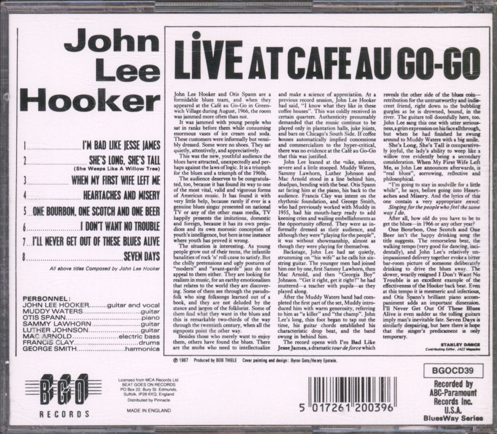 John Lee Hooker - Live At Cafe Au Go-Go - Cd