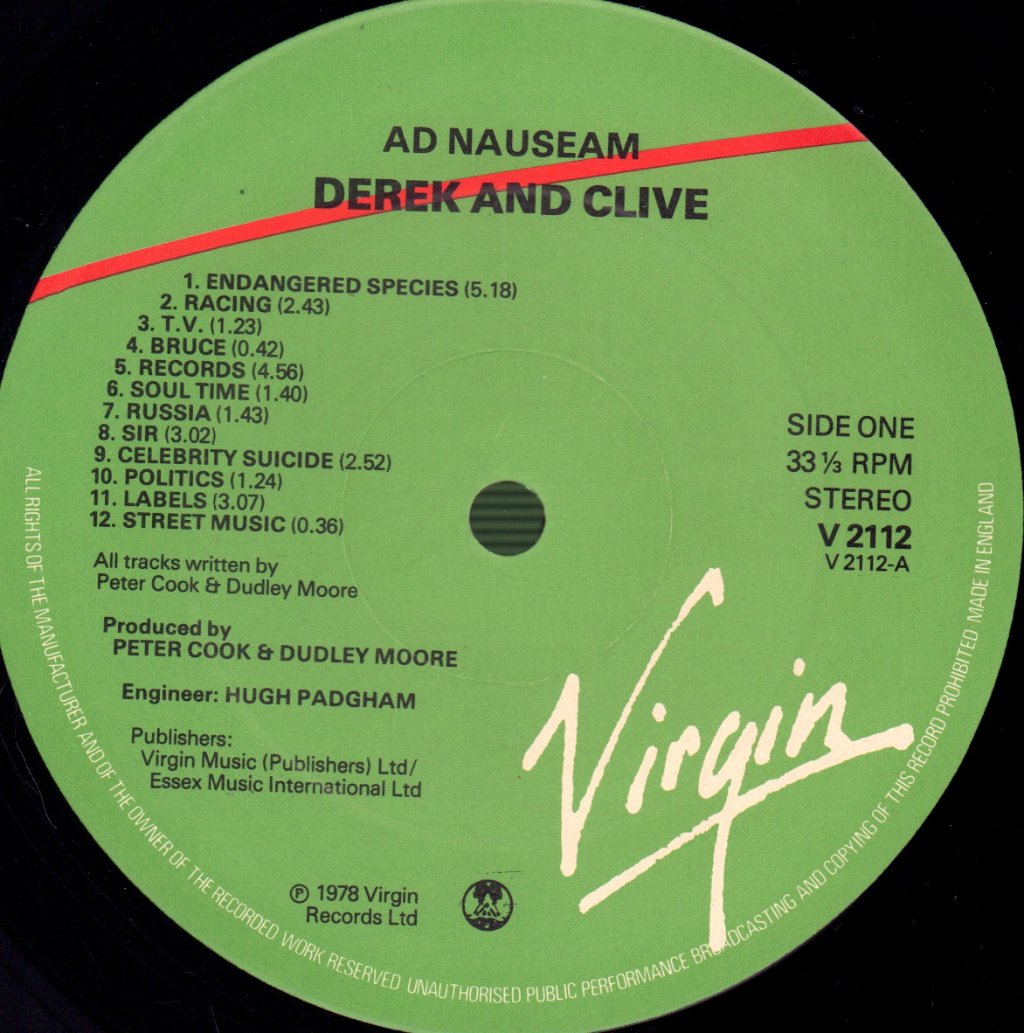 Derek And Clive - Ad Nauseam - Lp
