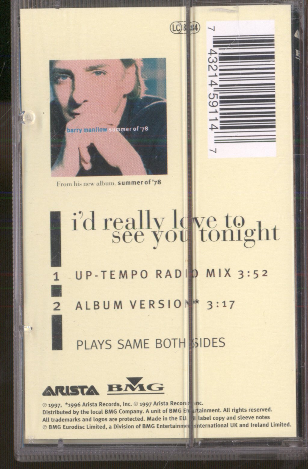 Barry Manilow - I'd really love to see you tonight - Cassette