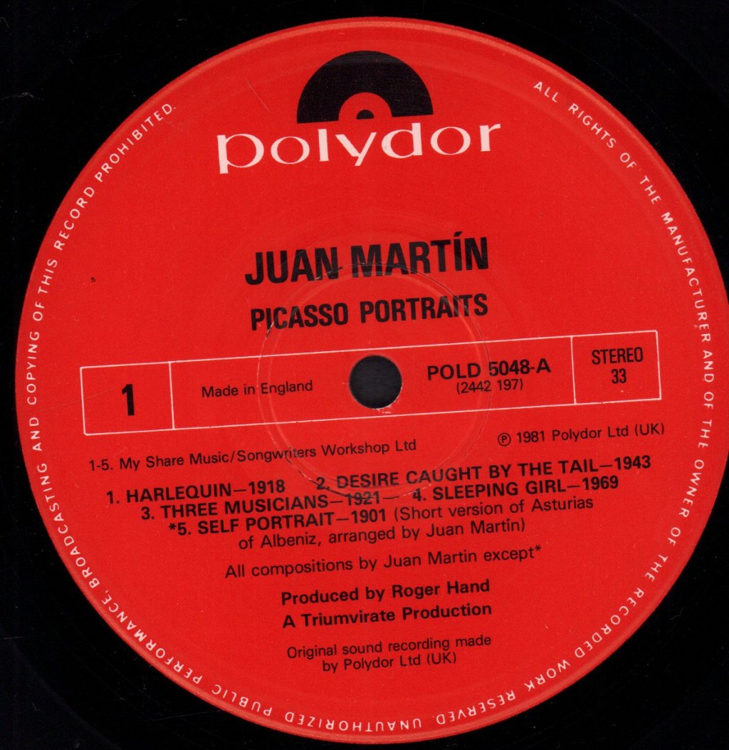 Juan Martin - Picasso Portraits - Lp