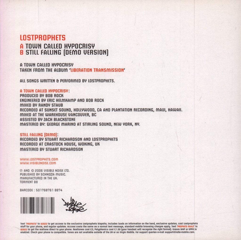 Lostprophets - A Town Called Hipocrisy - 7 Inch