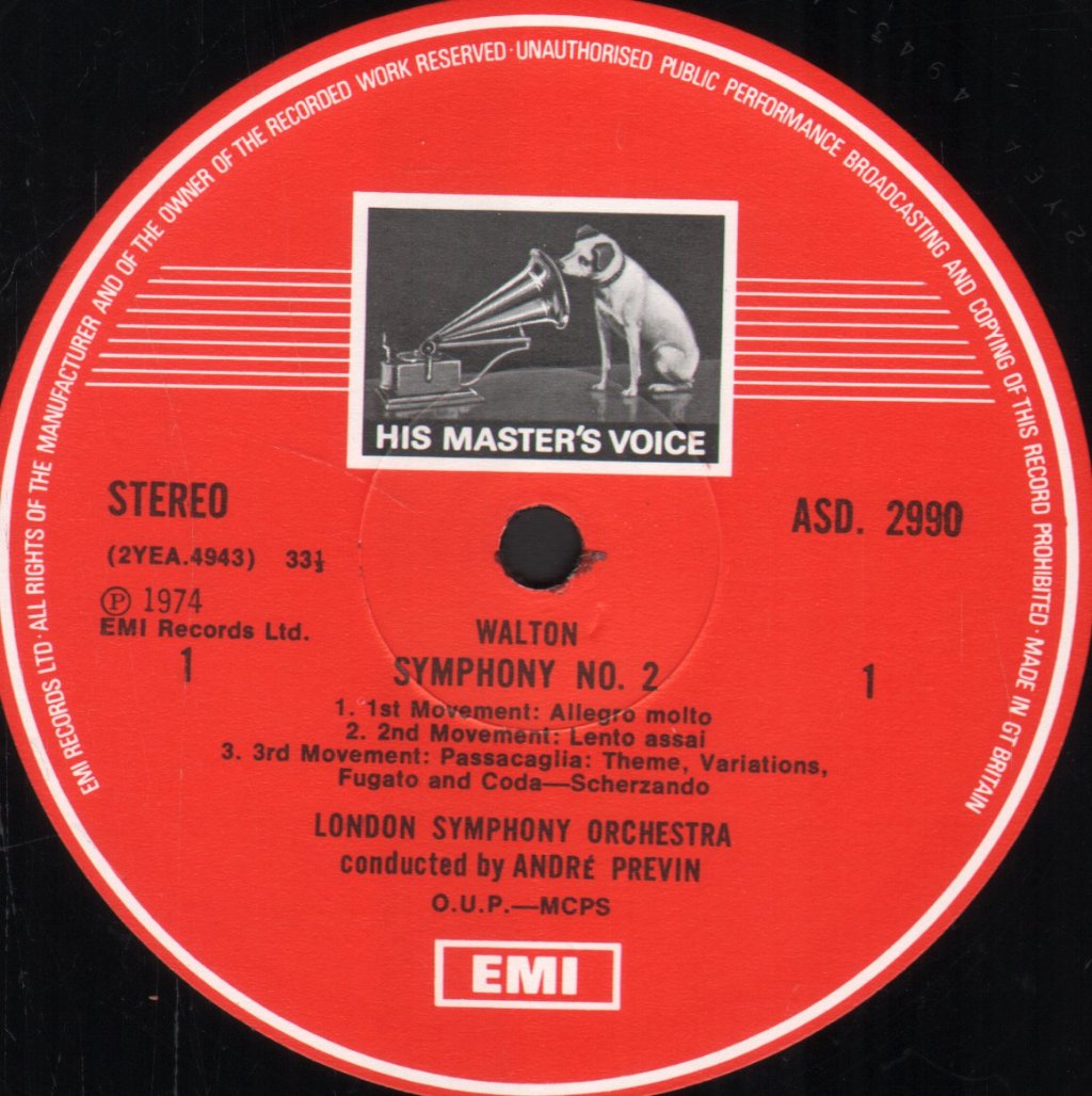Andre Previn / London Symphony Orchestra - Walton - Symphony No. 2 / Portsmouth Point - Lp