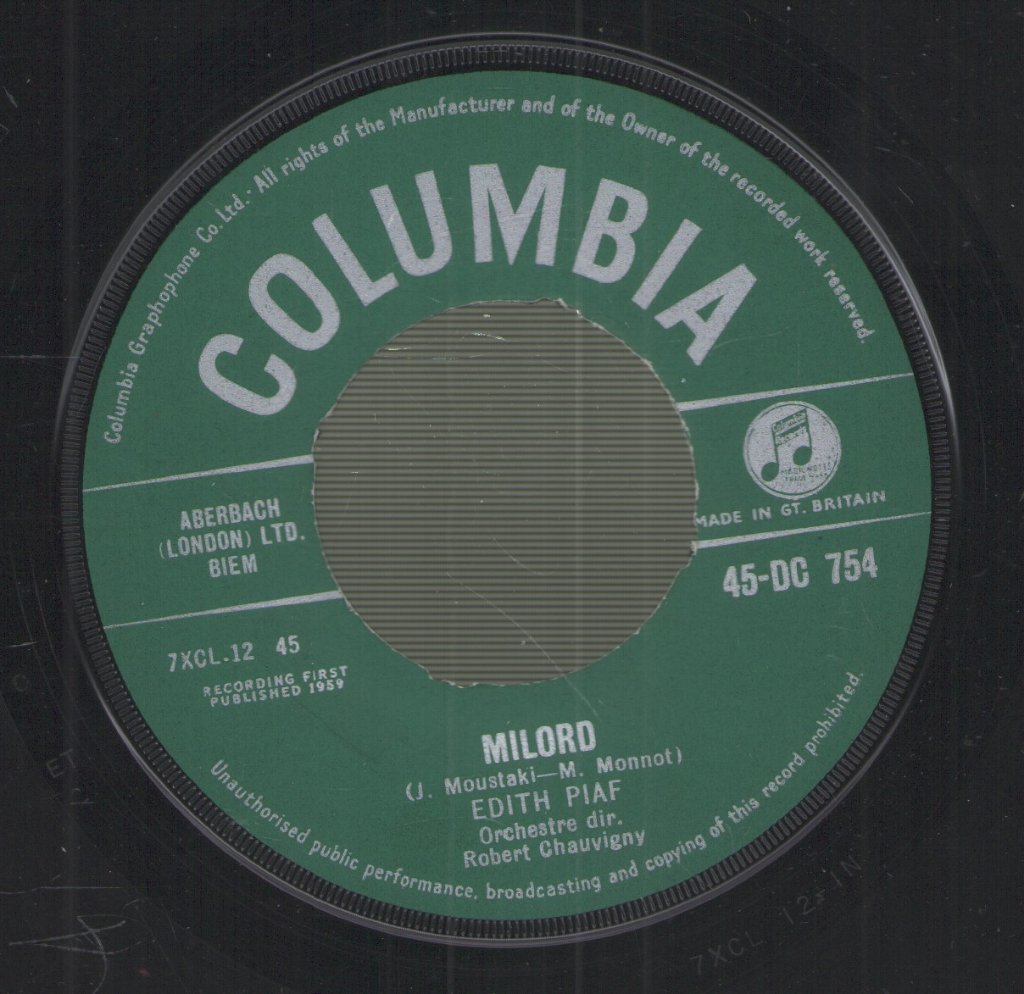 Edith Piaf - Milord - 7 Inch