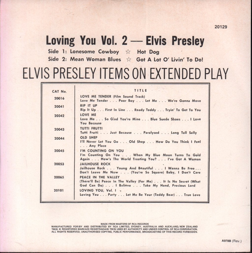 Elvis Presley - Loving You Vol. 2 - 7 Inch