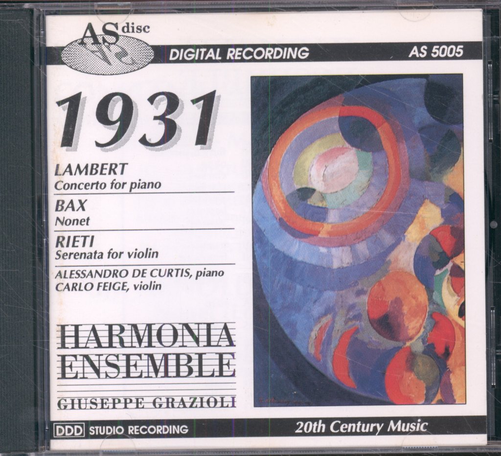 Harmonia Ensemble, Giuseppe Grazioli - 1931 - Lambert - Bax - Rieti - Cd