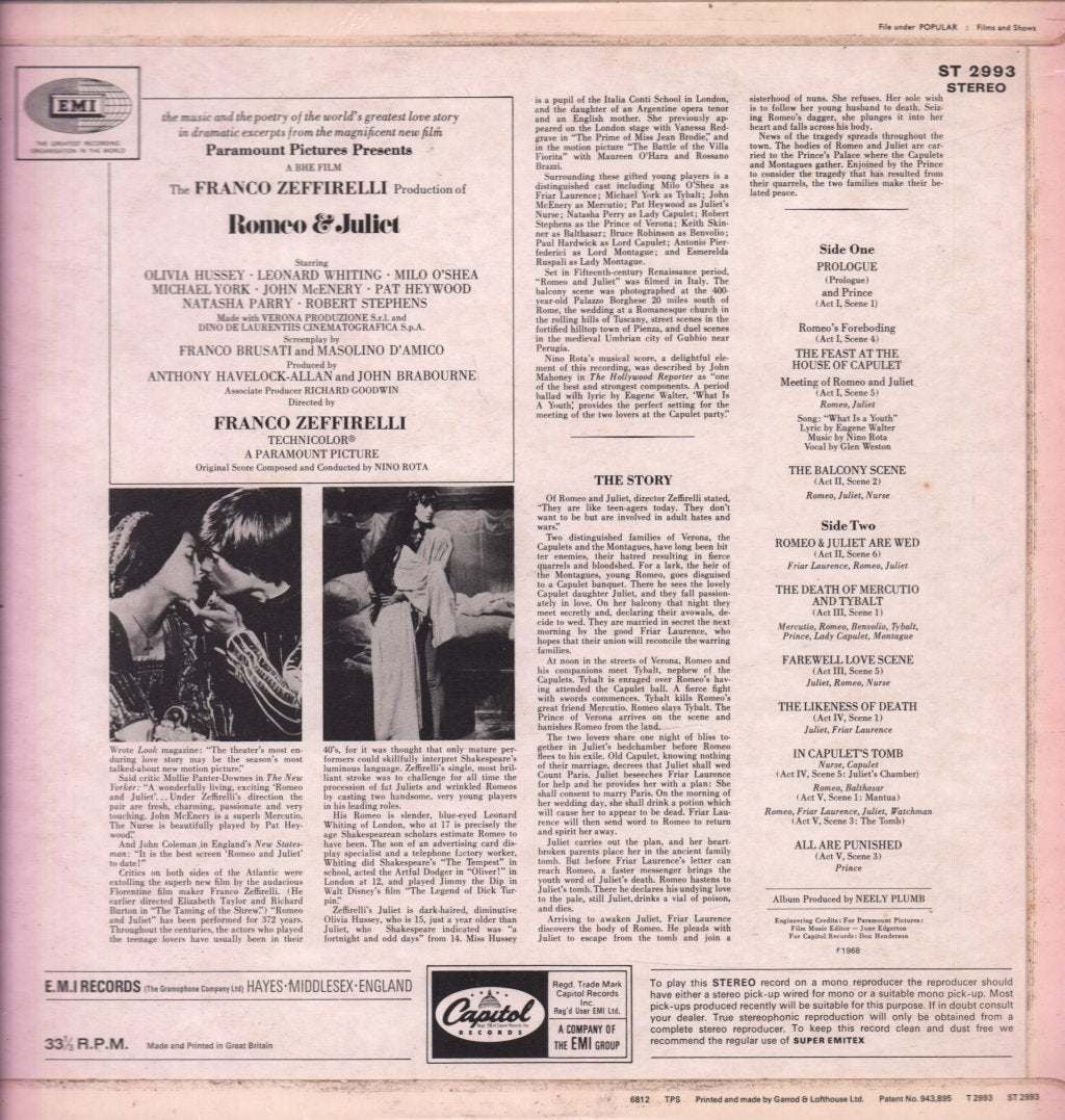 Romeo And Juliet - Originalsoundtrack Recording - Lp