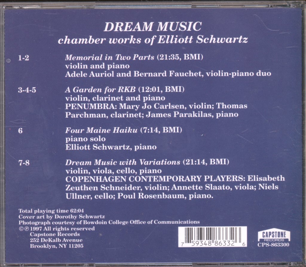 Various Artists - Dream Music Chamber Works Of Elliott Schwartz - Cd
