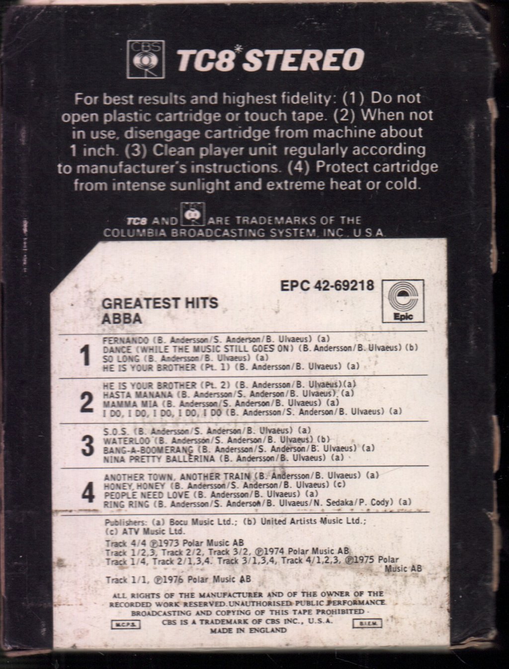 ABBA - Greatest Hits - 8 Track