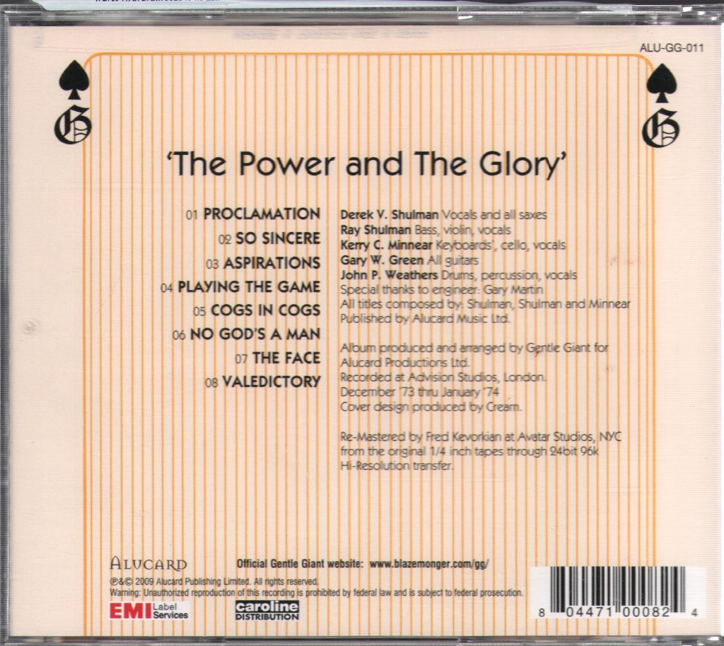 Gentle Giant - Power And The Glory - Cd