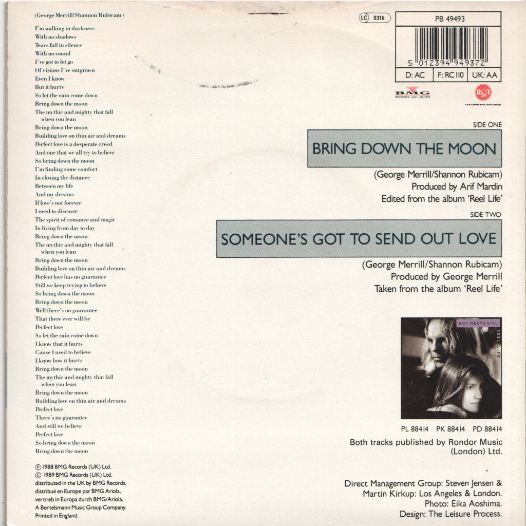 Boy Meets Girl (Pop) - Bring Down The Moon - 7 Inch