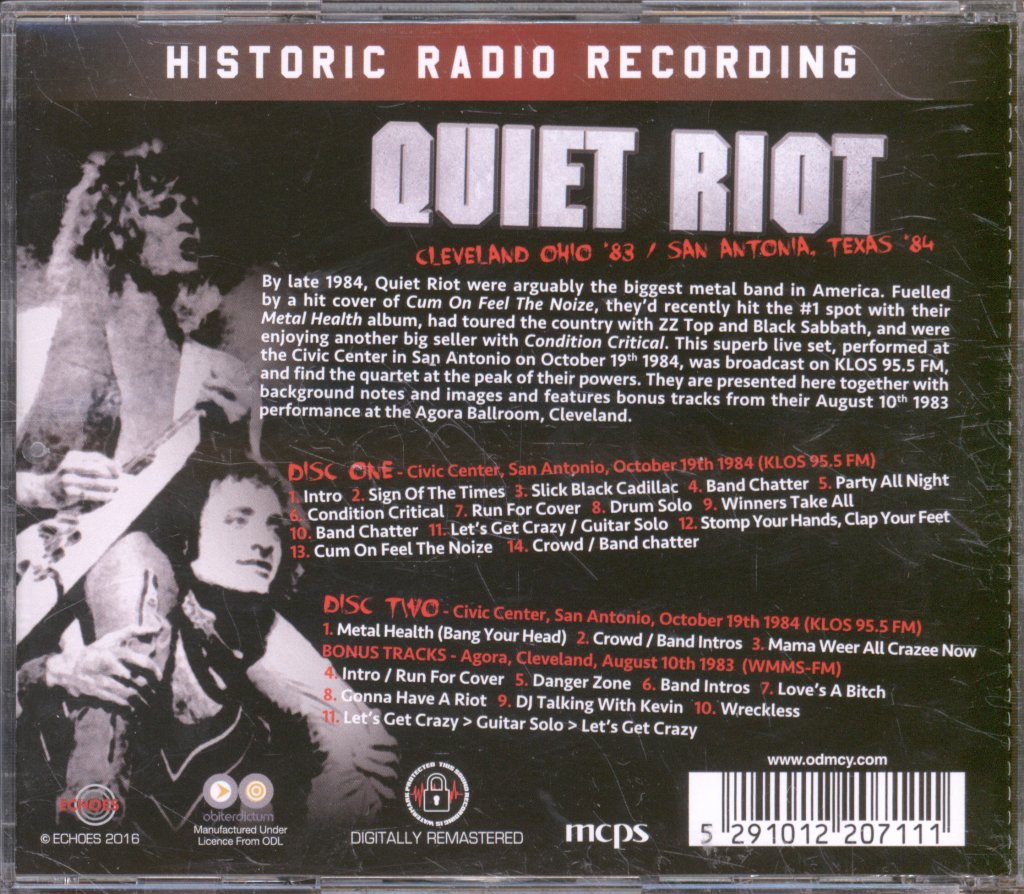 Quiet Riot - Live In Ohio '83 / Texas '84 - Double Cd