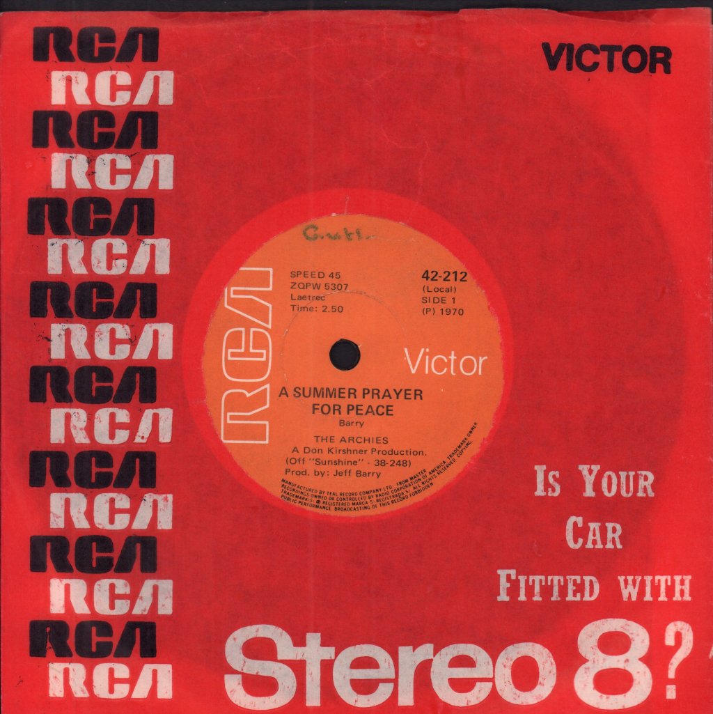 Archies - A Summer Prayer For Peace - 7 Inch