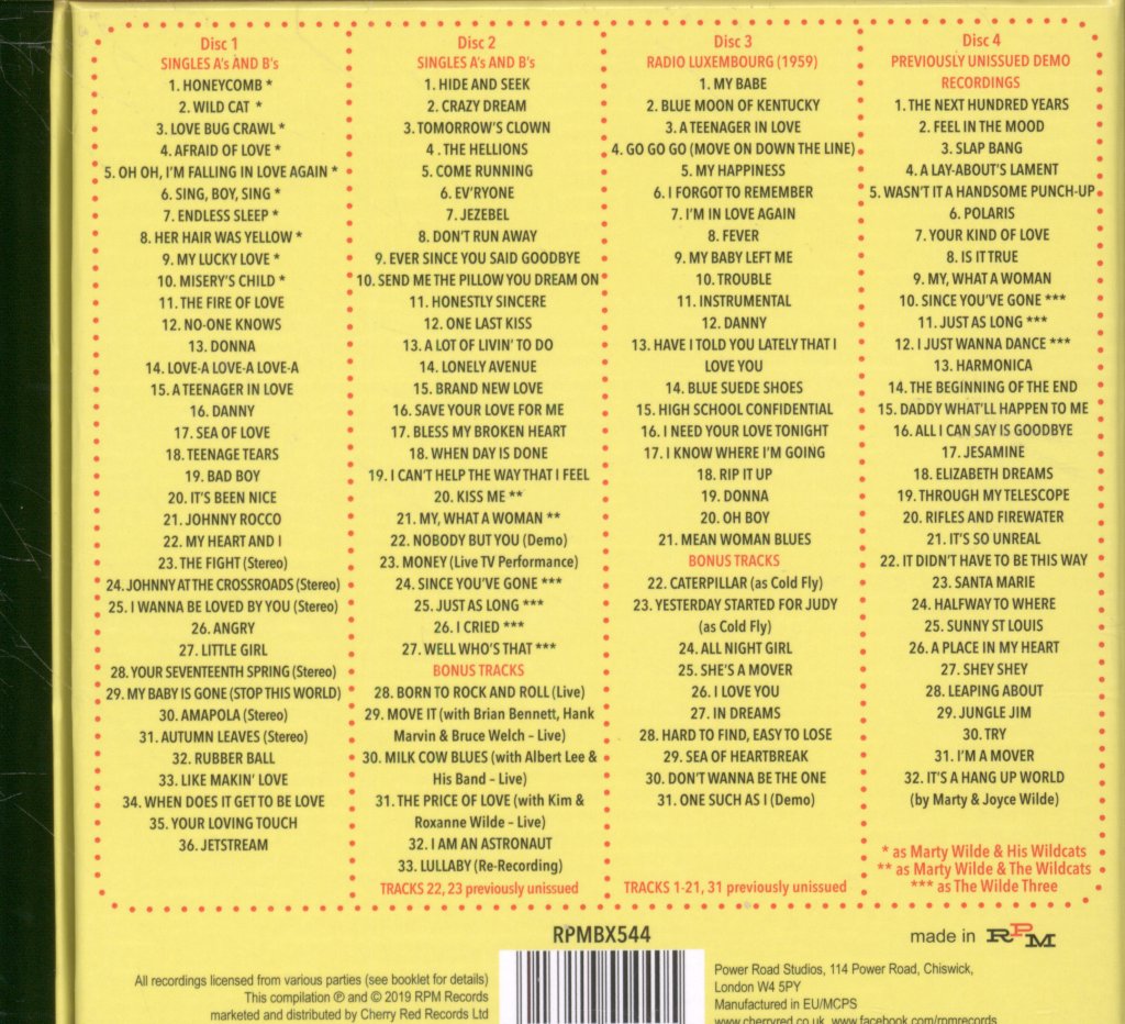 Marty Wilde - A Lifetime In Music 1957-2019 - Hits Highlights And Rarities - Cd Set