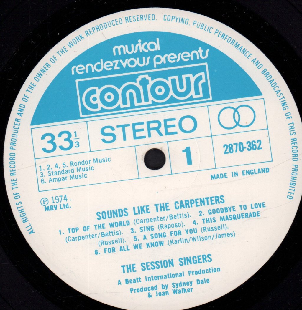 Session Singers - Sounds Like The Carpenters - Lp