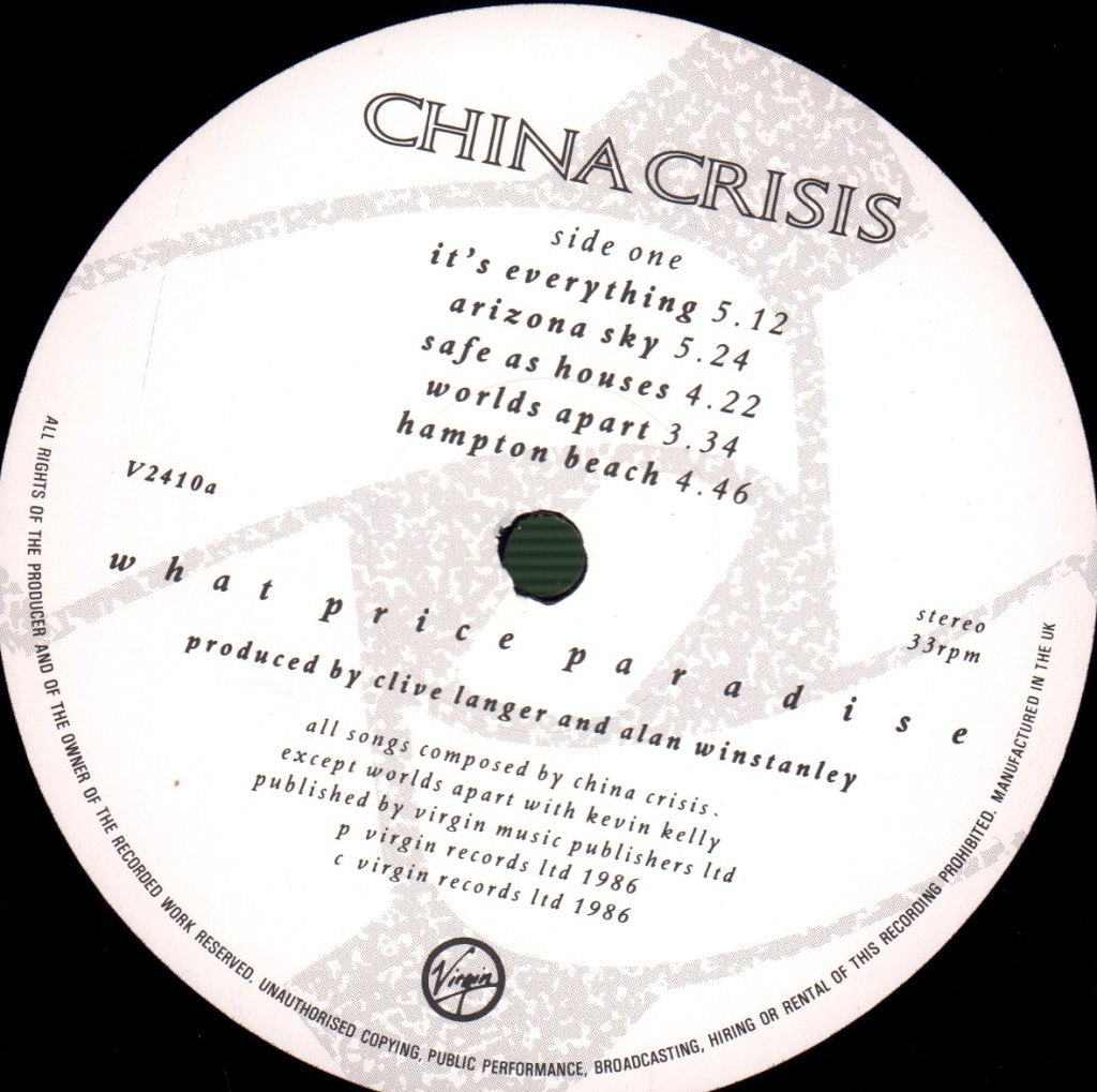China Crisis - What Price Paradise - Lp