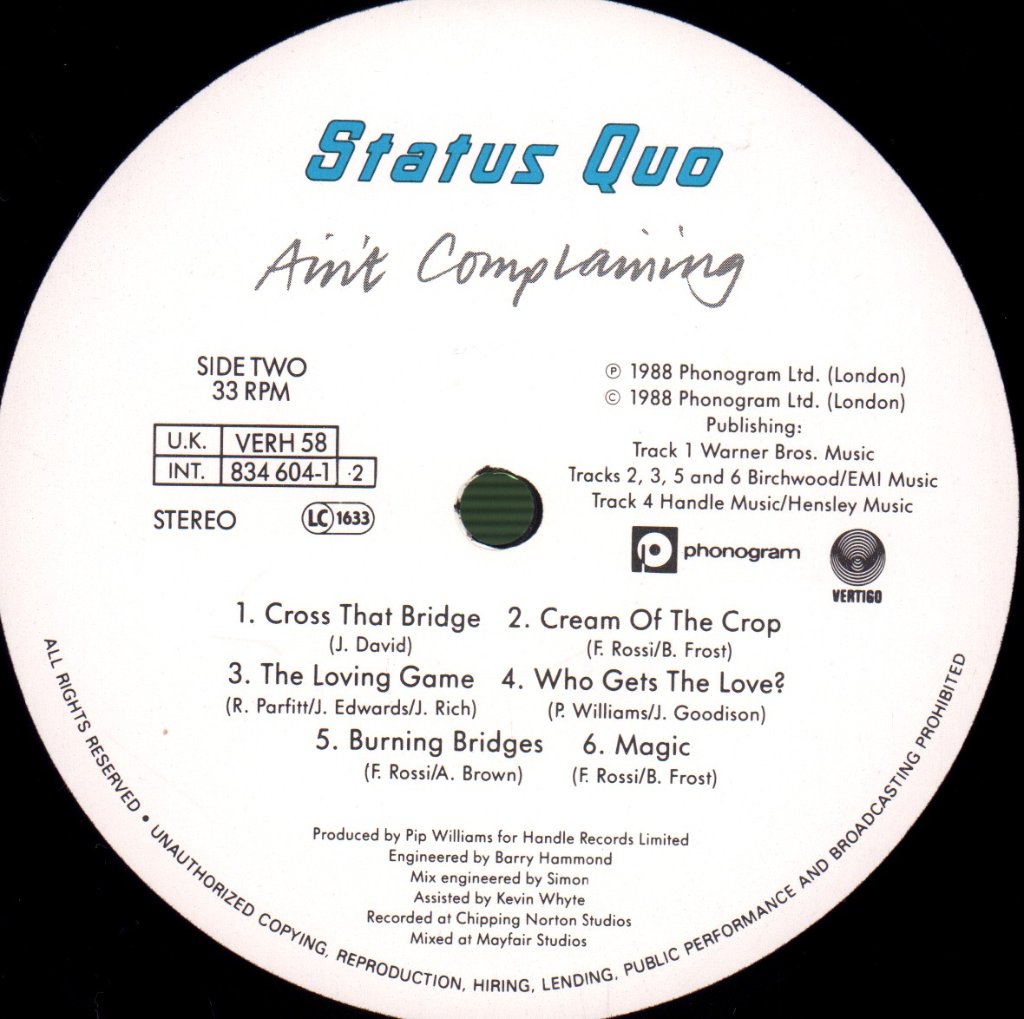 Status Quo - Ain't Complaining - Lp