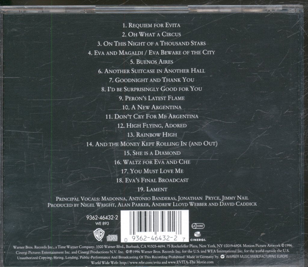 Andrew Lloyd Webber And Tim Rice - Music From The Motion Picture Evita - Cd